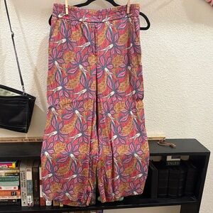 LOFT Multicolor Floral Wide Leg Pants